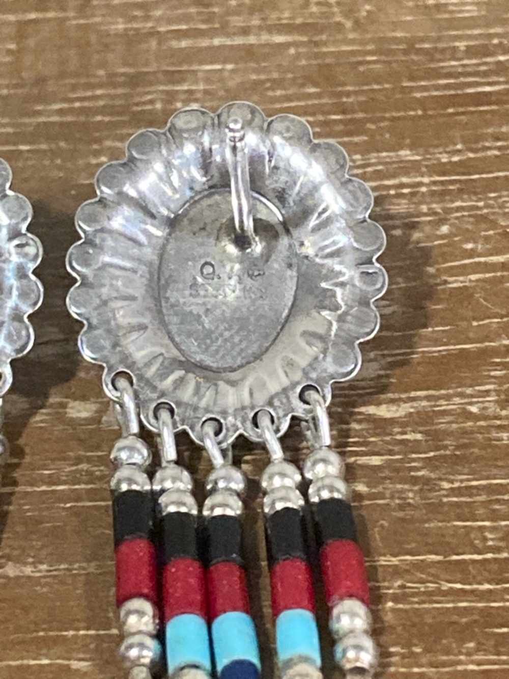 Southwestern Style Inlay Earrings QT Sterling Silver Quoc - Picture 5 of 12